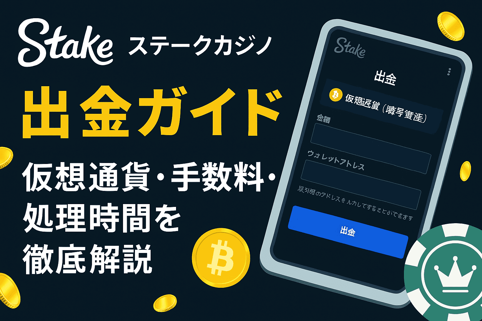 初心者向け】ステークカジノ出金ガイド｜仮想通貨・手数料・処理時間を完全解説